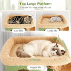 Globlazer Cactus Large Cat Tree, 80 inch Tall Climbing Tower, F80F, Green | Multi-Level Cat Scratching Tower for Indoor Multiple Large Adult Cats Kittens with 3 Cat Caves, 3 Hanging Baskets