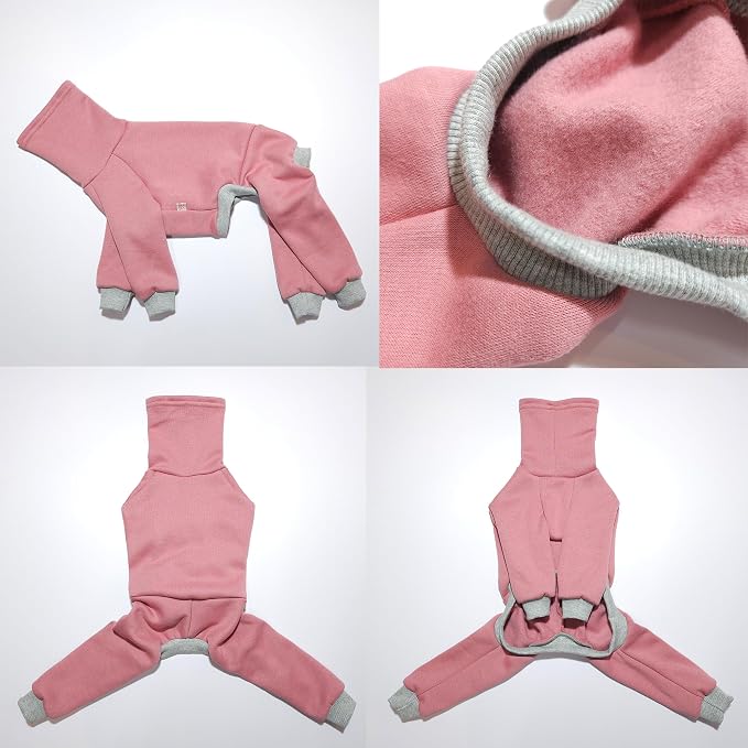 D Doggy Star Italian Greyhound Clothes Stretchy Fleeced Lining Simple Onesie Whippet for Dog Coat (XL,Simple Pink)
