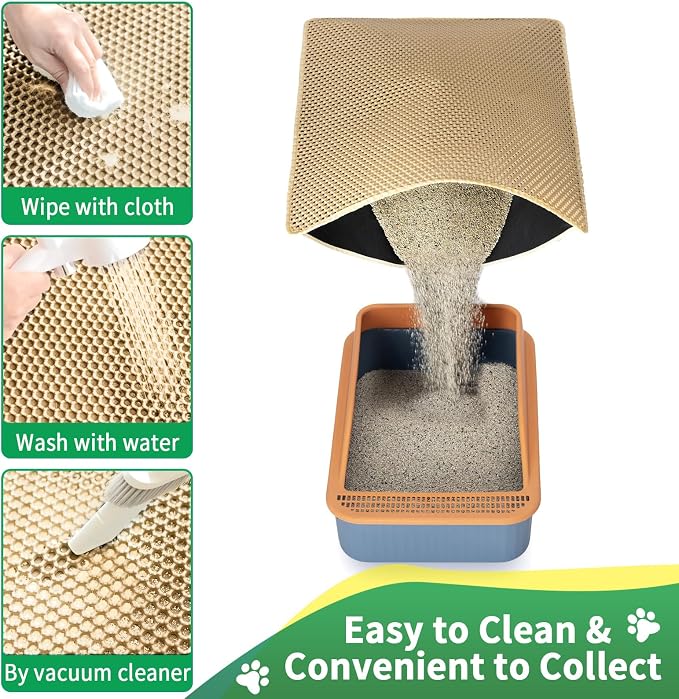 GRELY XXL 47''X 36'' Supper Large Cat Litter Box Mat,2 Layer Litter Mat for Indoor Cats,Rug for Pet Kitty,Litter Trapping Mats,Waterproof Urine Proof,Non-Slip
