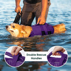 Kuoser Dog Life Jacket, High Flotation Reflective Dog Life Vest, Purple, XL | Adjustable Dog Lifejackets for Small Medium Large Dogs, Lifevest with Rescue Handle for Swimming, Boating, Lake, Beach & Pool