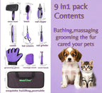 Cat Grooming Kit 9-Packs Kitten Puppy Grooming Kit for Dogs | Pet Dog Cat Rabbits Bath Grooming Tools Brush Kit Dog Nail Clippers and Cat Trimming Tools for Short Long Hair Dog Cat