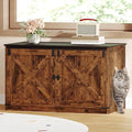 Hzuaneri Cat Litter Box Enclosure, Hidden Litter Box Furniture with Divider | Wooden Cat Cabinet with Removable Dividers, Reversible Entrance Left or Right Side, Cat Washroom, Rustic Brown Black CB84701X