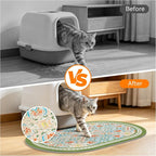 Cat Litter Mat, 24"x15" High Density PVC Litter Trapping Mat, Non-Slip, Waterproof & Urine-Proof Litters Catcher Mats, Keep Floor Clean, Soft on Kitten Paws, Cat Essentials Bean Green