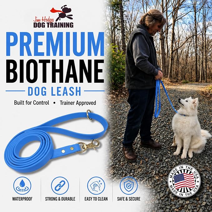 Gummy K9 Dog Leash, Biothane, Dog Training Leash, Made in The USA, 6 Feet, Various Sizes & Colors (5/8, Light Blue)