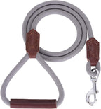 Mile High Life Dog Leash with Genuine Leather Handle, 6 FT/5 FT/4 FT | Leather Grip Rope Leash, Heavy Duty 360° Swivel Metal Clasp, for Small Medium & Large Dogs