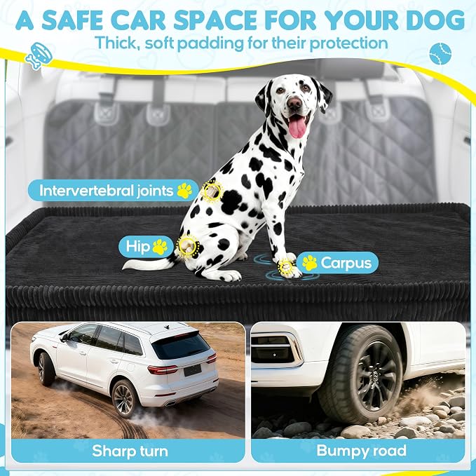 Loiion Dog Car Bed, Non-Slip Backseat Extender Pet Mat 56"x28.7" | Removable, Washable Dog Bed With Waterproof Liner Protects Car Seats, Anti-Slip Travel Bed For Dogs