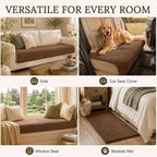Smiry Velvet Couch Cover for Dogs, Non Slip Soft Sofa Protector for Pets | Washable Sofa Cover for Cats, Cozy Furniture Protector Against Pet Hair, Scratches, Fits Sectional Sofa(Brown, 36"x63")
