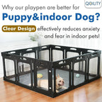 Clear Acrylic Dog Playpen Indoor, Expandable Size & Flexible Shape, Ideal for Small & Toy Dogs, Black