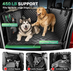 Zanch Heavy-Duty Dog Car Seat Cover, Flat Solid Back Seat Extender for Multi Large Dogs, Hard Bottom Supports 450 lb, Waterproof Scratchproof Hammock Protector, Standard for Cars, SUV, Trucks, Black