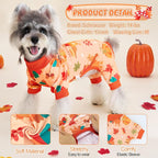 XPUDAC 4 Pack Thanksgiving Turkey Dog Pajamas Soft Strechy Puppy Onesies Funny Pet Fall Clothes for Small Medium Dogs Boy Girl Cat Doggy Costume, 2XL