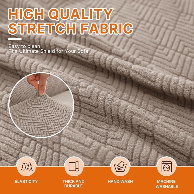 XINEAGE Stretch 3 Seater Slipcover, Non-Slip Pet Couch Cover,Khaki | Washable Furniture Protector, Elastic Bottom, Dogs & Cats Friendly, Scratch-resistant, Fast Setup, High Elasticity