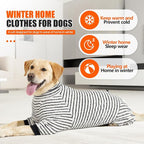 Dog Fleece Pajamas Large Dog 4 Legs Winter Clothes for Dog Fit Warm Jumpsuit for Dogs (Striped Black, X-Small)