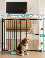 No Pawblems Retractable Safety Gate, Metal Adjustable Dog Gate for Doorways, Stairs & Hallways, Expands to 45" Wide, 36" Tall Gate, Auto Retract Design, No Bottom Bar, Black