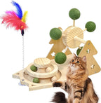 3-in-1 Cat Scratcher Toy ；with 1.96in Catnip Balls Windmill Turntable 、0.78in Catnip Balls for cat Ball Track and cat Feather Toy