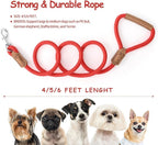 Mile High Life Dog Leash with Genuine Leather Handle, 6 FT/5 FT/4 FT | Leather Grip Rope Leash, Heavy Duty 360° Swivel Metal Clasp, for Small Medium & Large Dogs