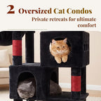Hey-brother Cat Tree Tower with Stable L-Shaped Widen Base, Condo, MPJ086BR | 68.5 Inches Multi-Level Furniture with 2 Platforms, 11 Scratching Posts, Hammock and Toys Ball for Indoor Cats, Black and Red