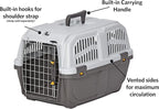 Skudo by MidWest 22-Inch Travel Carrier, Gray, Fits Pets up to 12 lbs | Hard-Sided Pet Carrier, Travel Crate with Handle, Ventilated Design, Locking Tabs, Easy Assembly