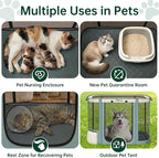 Siedihit Dog Cat Playpen Crate with Washable Pee Pad, Reinforced Durable | Dog Cage, Portable Foldable Pet Kennel with Breathable Visibility (Grey with Pad, Extra Large)