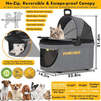 PAWZIDEA Portable Small Dog Crate for Car Travel up 33lbs, Enclosed Dog Car Seat Soft-Sided, Escape-Proof Reversible No-Zip Canopy, Foldable Pet Carrier Seatbelt for Small Medium Puppies & Cats Kennel