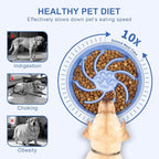 Ceramic Slow Feeder Dog Bowl, 3 Cup Dog Food or 25oz Water, Slow Eating Bowl for Middle Breed, Maze Puzzle Feeder for Fast Eaters, Anti-Choking Stop Bloat, Non-Slip BPA Free (Blue)