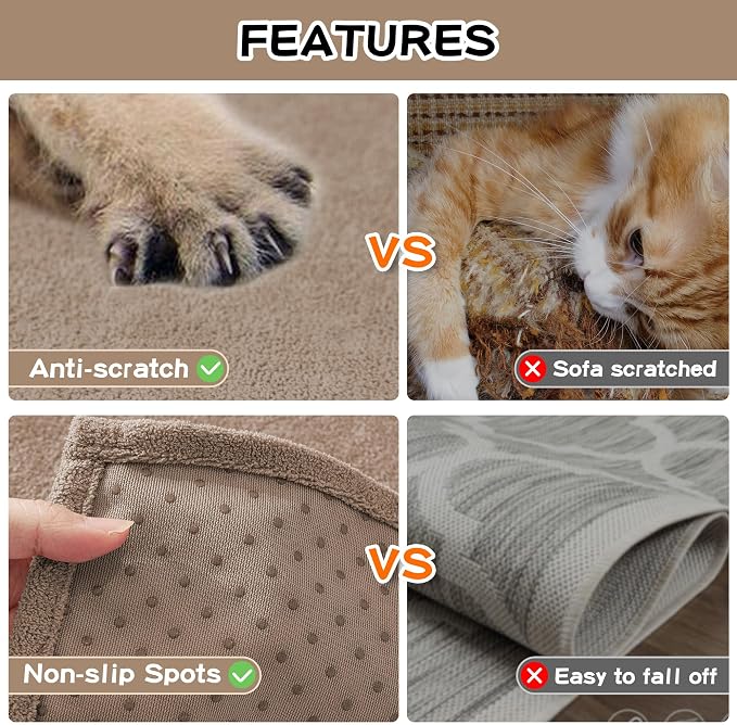 Couch Cover for 2 Cushion Sofa, Washable Cat Scratch Proof Sofa Covers Love Seat L Shape Soft Sectional Sofa Slipcover Furniture Protector for Dogs Pets Kids, 71" x 118", Khaki