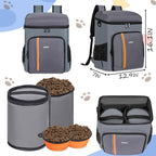 ANILD Dog Travel Bag Backpack, Flight-Ready TSA-Approved Dog Travel Bag with 2 Leak-Proof Food Canisters, 2 Foldable Silicone Bowls, Multi-Compartment Organizer for Hiking, Camping, Dog Mom Essentials