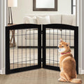 LZRS 2-Panel Freestanding Foldable Wood Dog Gate – Solid Wood & Steel Wire, Chew-Resistant Pet Barrier for Indoor Use, Ideal for Small to Medium Dogs, Black
