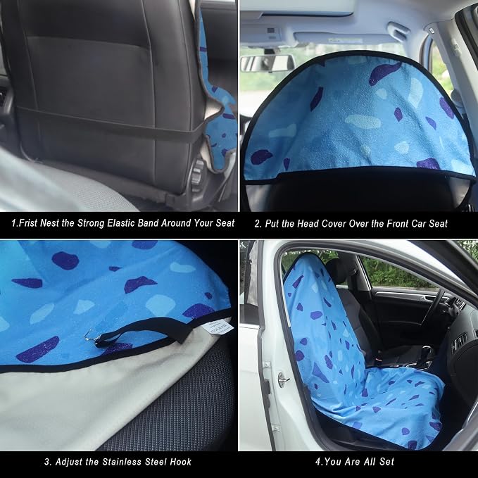 Car Seat Cover Protector Front Seats,for Gym Workout,Running,Swimming,Beach and Hiking,Waterproof Sweat Towel Bucket Seat Covers for Cars SUV Trucks (Blue Marbling, 2Pcs)