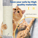 ABCPET 63" Multi-Level Cat Tree Tower for Indoor Cats, Light Grey | 63" multi-level cat tower with sisal scratch posts, cat condo, hammock, dangling toy & wide perch for indoor cat rest & play