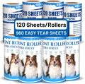 Lint Roller Refills – 960 Sheets Total, Extra Sticky Adhesive Replacement Rolls, 3.9-inch Rolls with 120 Sheets Each (No Handle Included), for Pet Hair on Clothes & Furniture