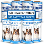 Lint Roller Refills – 960 Sheets Total, Extra Sticky Adhesive Replacement Rolls, 3.9-inch Rolls with 120 Sheets Each (No Handle Included), for Pet Hair on Clothes & Furniture