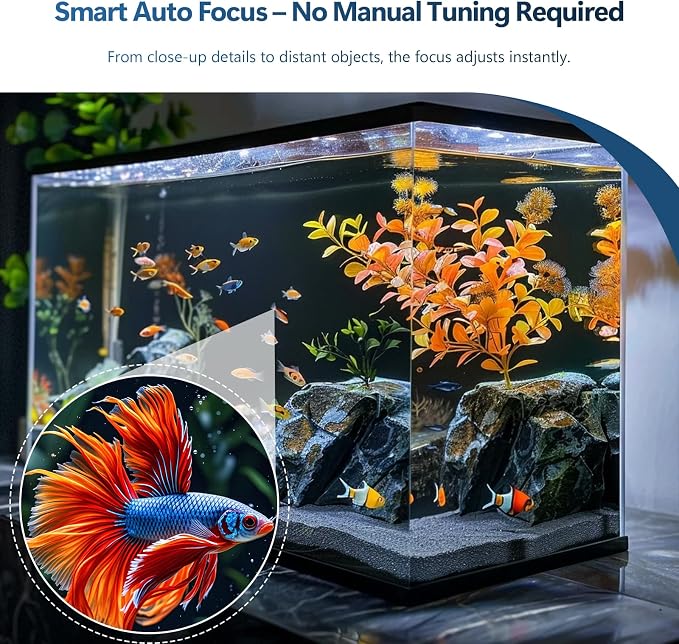 Aquarium Camera for Fish Tank, 2K 3MP Underwater Pet Camera with Close Focus Lens，AI Motion Detection, Dual Band WiFi, Magnetic Mount, Night Vision, App Remote Viewing