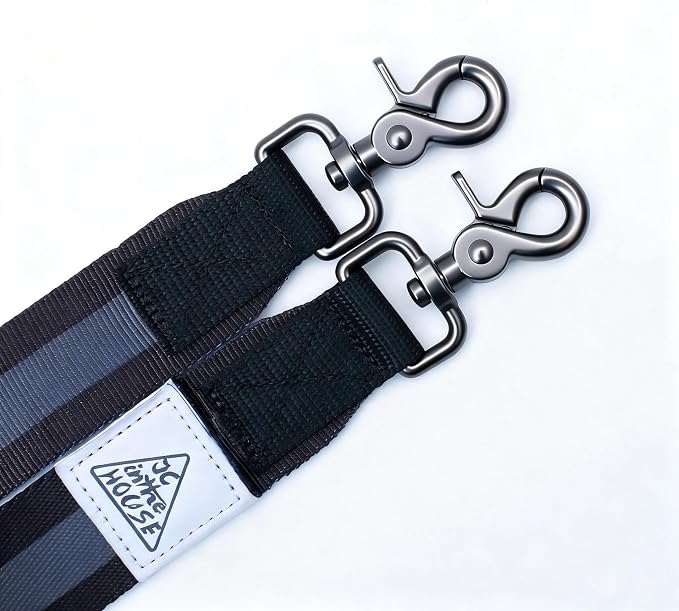 Hands Free Dog Leash, Heavy Duty with Waist Belt & Storage Pouch, Strong Pull Control, Two Handles Bungee for Running & Walking, Big & Medium Dogs, Black