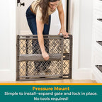 MYPET Paws Portable Pet Gate: 26-40" Wide Expandable, Pressure Mounted No Tools Needed, Durable Dog Gate for Doorways, Made in USA, 23" Tall, Fieldstone Gray