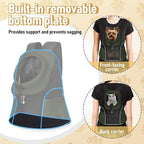 WOYYHO Pet Dog Carrier Backpack, Ventilated Mesh Small Dog Front Backpack | Breathable Puppy Back Pack, with Safety Belt, Storage Pockets, for Travel Hiking Cycling Outdoor Adventures, Army Green, L