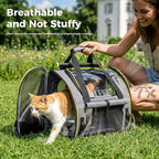 Lekereise Expandable Cat Backpack Carrier for Cats and Small Dogs up to 18 lbs, Widened Interior with 30% More Bottom Space, Rear Expansion up to 80% More Space, Breathable Mesh, Sun Shade, Grey