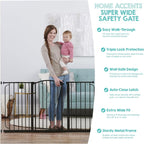 Regalo Safety 30.5"-58" Extra Wide Baby Gate, Bottom of Stairs & Doorways | Pressure Mounted with Door, For Babies, Toddlers & Pets, Bronze, Tested & Trusted for 30 Years