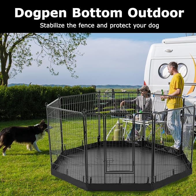 PJYuCien Octagon Playpen Bottom Pad for 32'' Width 8 Panel Pen, Black | Protect Floor, Easy to Move and Clean, Perfect for Puppy, Duck, and Other Small Animals, Hook Connect