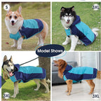 IECOii Hooded Dog Raincoat,Reflective Large Dog Rain Poncho,Ensure Safety in Low - Light Conditions, Adjustable Fit with Magic Sticker,Lightweight Waterproof Pet Rain Coat,Blue,XXL