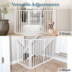 Pet Gate - 3-Panel Indoor Foldable Dog Fence for Stairs, Hallways or Doorways - 54x24-Inch Retractable Wood Freestanding Dog Gates by PETMAKER (White)