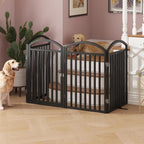 Foldable Pet Fence 80" Wide, 30" Tall,No-Assembly Dog Gate with Door,Black | 4 Panels Metal Folding Freestanding Dog Gate Walk Through,Extra Accordion Puppy Folding Playpen for Doorways, Stairs,House