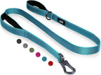 Twoear 6FT 1IN Heavy Duty Dog Leash for Large Dogs with 2 Padded Handles | Traffic Handle Extra Control, Auto Lock Hook, Strong Reflective Walking Leash for Night Safety, Medium and Large Breeds,Blue