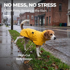 PU Dog Raincoat, Non-Toxic & Odorless Waterproof Vest, Adjustable High Neck and Hook & Loop Belly Closure for Rainy Potty Breaks & Wet Weather Outdoor Walks (Yellow, Small)