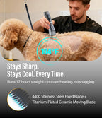 Professional Dog Grooming Clippers with 17H Runtime & Replaceable 440C Blade, 5-Speed Low Noise Electric Dog Shaver for Thick, Matted, Curly Hair, Cordless Clipper for Groomer & Home Use, White
