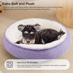 Love's cabin Round Donut Cat and Dog Cushion Bed, 24in Pet Bed for Small or Medium Dogs, Anti-Slip & Water-Resistant Bottom, Soft Durable Fabric Pet Beds, Washable Calming Cat Bed Violet