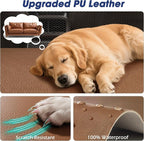 FURTIME XL Dog Car Seat, Upgraded PU Leather Back Seat Extender with Hard Bottom, Waterproof Pet Car Seat Cover for Large Medium Sized Dog, Pet Hammock for Cars, SUVs, Trucks, Brown