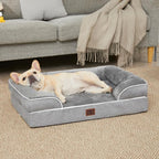 EHEYCIGA Orthopedic Dog Beds Large Sized Dog, Waterproof Washable Pet Bed | Non-Slip Bottom and Egg-Crate Memory Foam Dog Couch Bed with Washable Removable Cover, Grey