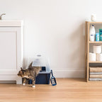 IRIS USA Large Front Door Cat Litter Box, Walk-in Entry, Navy | Easy Access Needs, Private Enclosure Design, Covered Walk-Through, Contained Environment, Privacy Hood