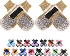 PUPTECK Anti-Slip Dog Socks with Double Sides for Small Medium Large Dogs Hardwood Floors Prevents Licking, Dog Shoes for Hot Pavement Traction Control Paw Protector for Senior Dogs, Striped Khaki XL