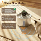 Cordless Cat Water Fountain, 3L Stainless Steel Quiet Pet Water Fountain | 5000mAh Rechargeable Battery, 101oz Large Capacity, 3 Flow Options, 4 Replacement Filters, Cats & Small Dogs